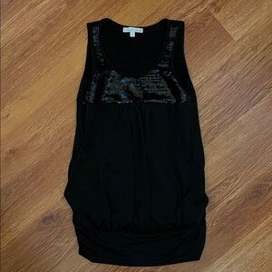 Cache Black Sequin Tank Top